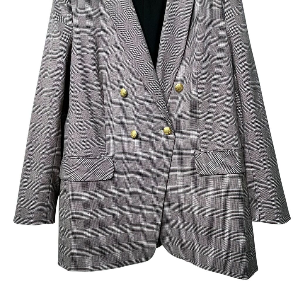 Court & Rowe Warwick Double-Breasted Houndstooth Plaid Blazer Sz 12 Gray Career - Picture 6 of 13